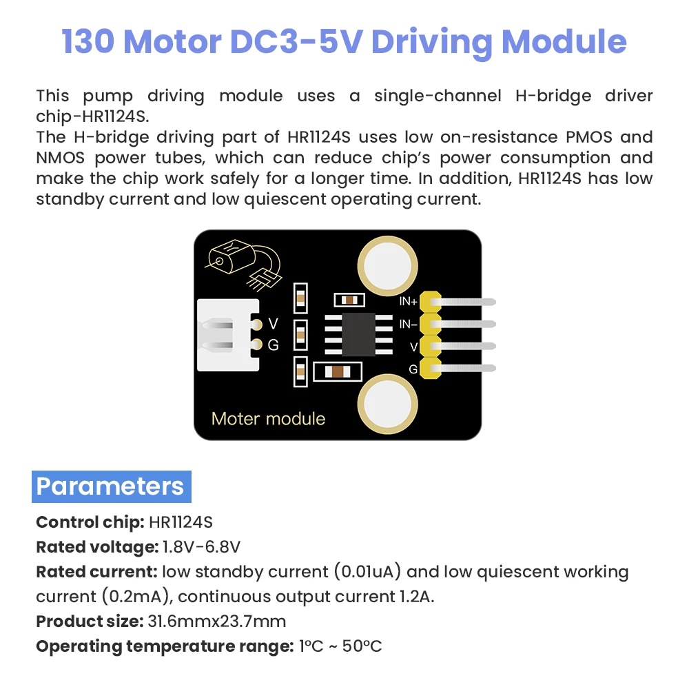 Keyestudio DC3-5V HR1124S Chip 130 Motor Module Driving Module For Arduino  Microbit  Robot DIY Electronic Projects