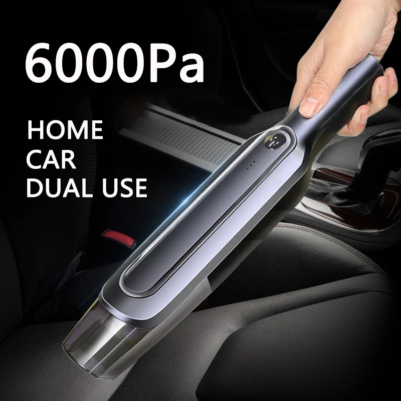 Portable Car Wireless Vacuum Cleaner 6000Pa Sunction 4000mAh Cordless Handheld Dry/Wet dust cleaner for Home Car