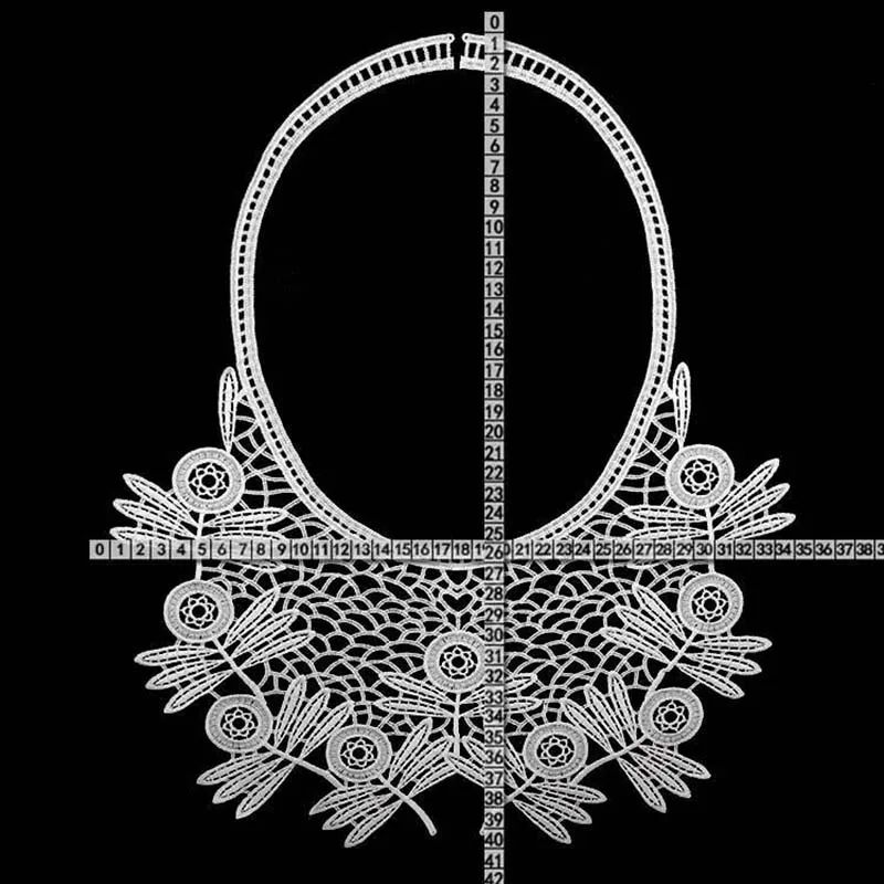 5Pcs White Black Lace Collar Motif Sewing Bridal Wedding Trim Floral Embroidery Neckline White Black Fabric image 3