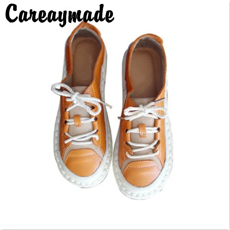 

Careaymade-Spring new Hand-sewn Women's Shoes Round Head Low Upper Flat-soled Soft-soled Leather Single Shoes,3 colors