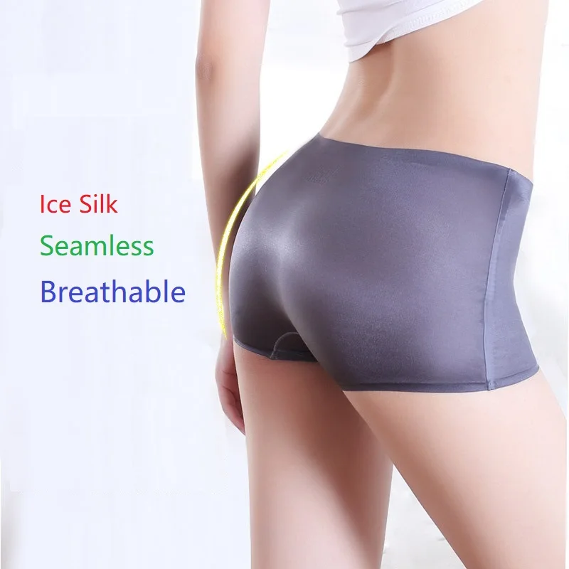 Women\'s underwear boxer antibacterial health female panties ice silk soft ladies lingerie solid color breathable middle waist