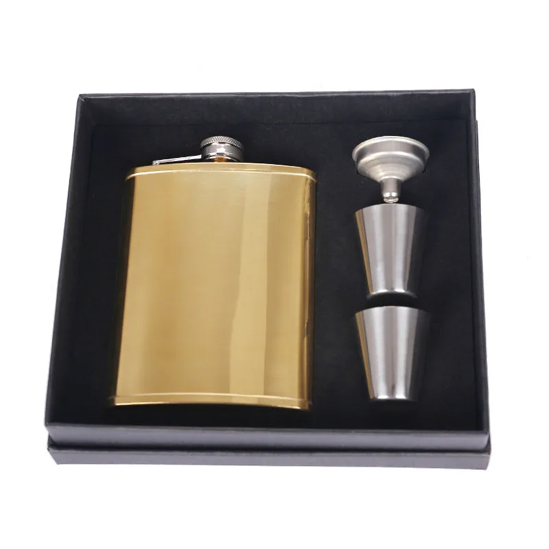 8oz/220ml Portable Flagon Hip Flask set with cup for Whiskey Vodka Wine Pot Alcohol outdoor gift box Drinking Bottle tools