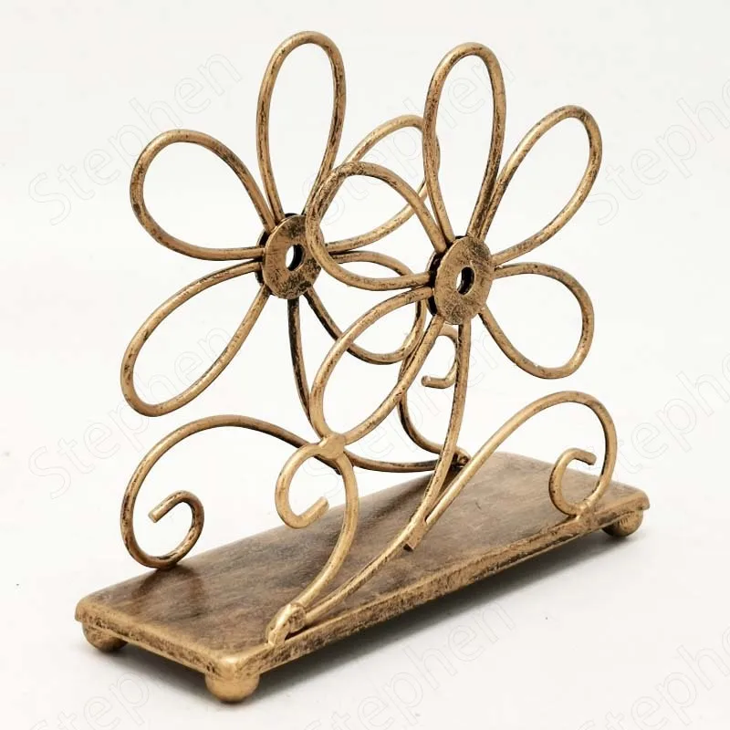 

Small Flower Vertical Table Napkin Holder American Pastoral Metal Tissue Box Restaurant Hotel Creative Paper Towel Organization