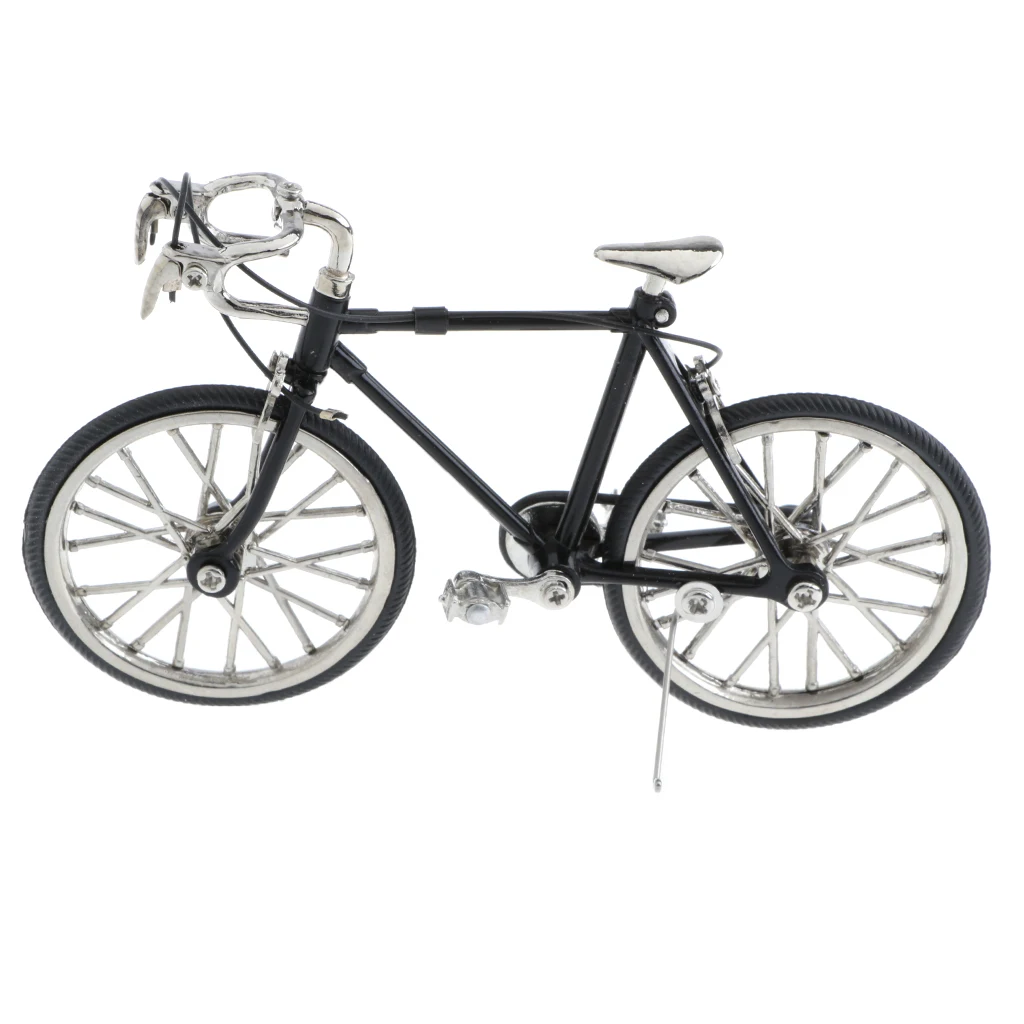 Mini bicicleta de juguete, modelo de aleación fundido a presión, Color negro, simulación de carretera, escala 1:16