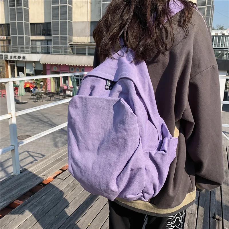 Teenager Korean Style Fast Fashion Cotton Backpack 2024 Student Casual Tide High Street Canvas Fabric School Book Daily Daypack