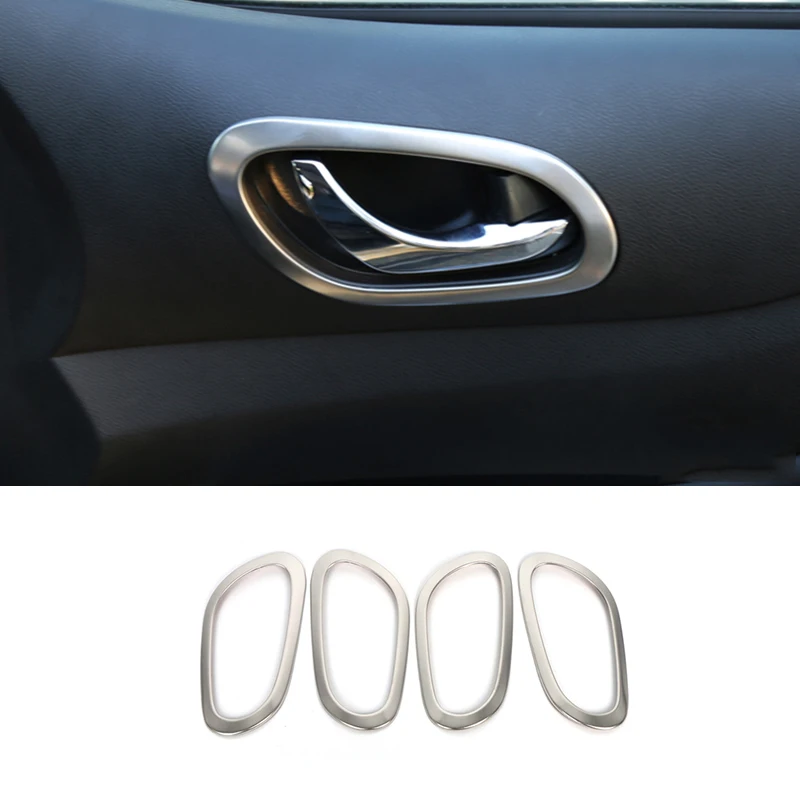 

Stainless Silvery For Nissan Navara 2017 2018 2019 2020 Car inner door Bowl protector frame Cover Trim Car accessories Styling