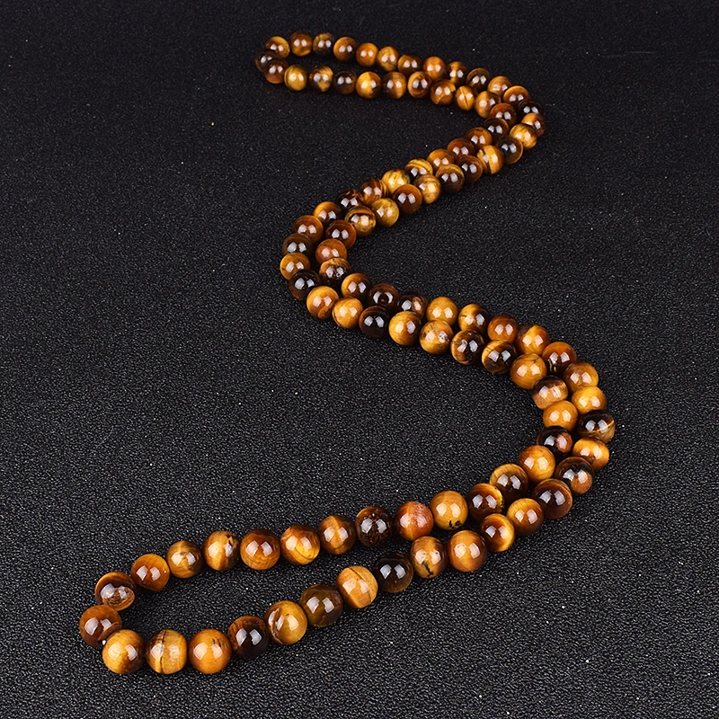 Natural Tiger Eye Stone Beads Necklaces Men Fashion Meditation Yoga Necklaces for Women New Design Handmade Reiki Prayer Jewelry