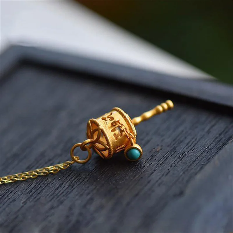 Tibetan Prayer Wheel Pendant Necklace for Men Women Vintage Buddhism Six Words Mantra Necklaces Meditation Jewellry Dropshipping