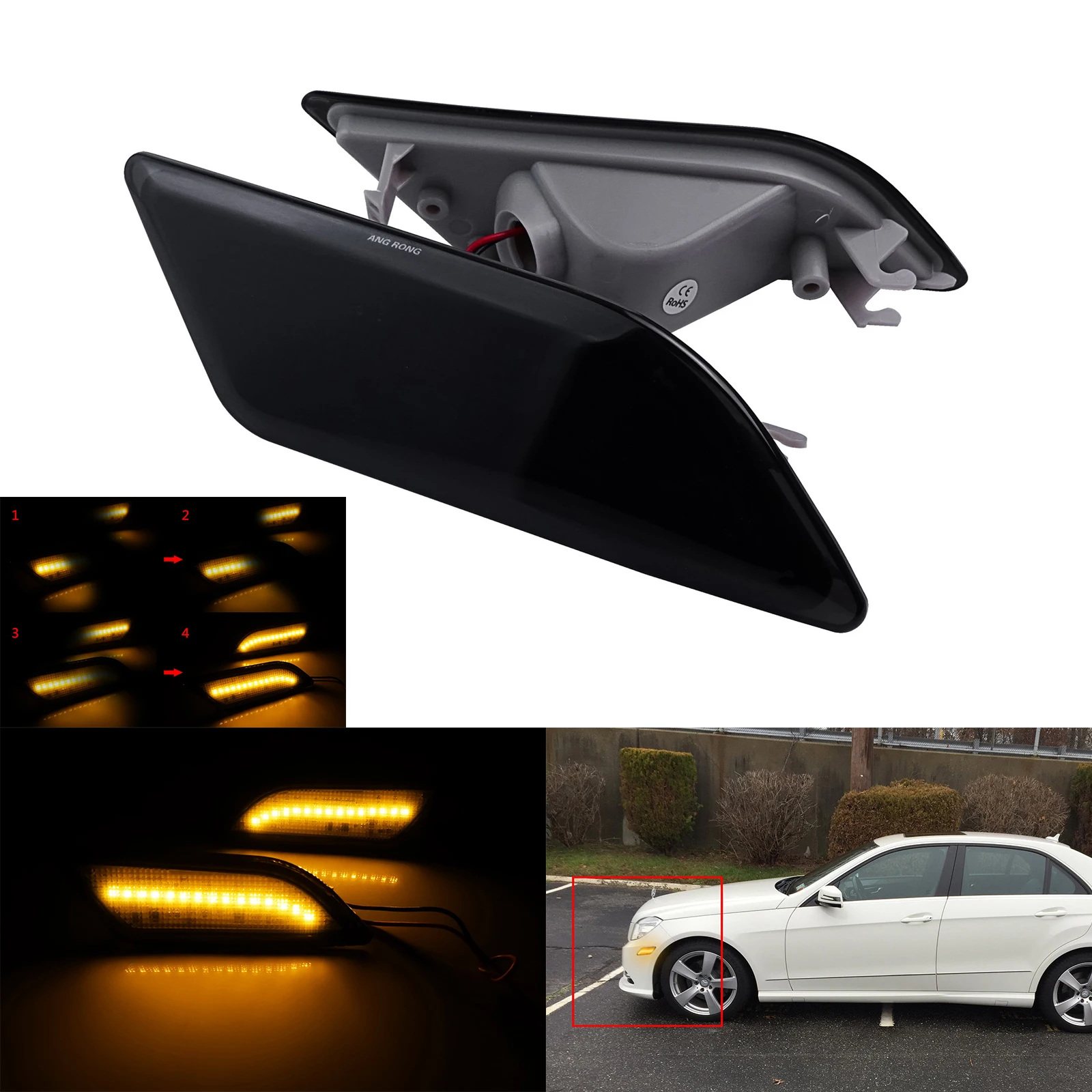 Dynamic LED Side Marker Light For Benz Mercedes E Class W212 E350 E400 E550 E63 AMG