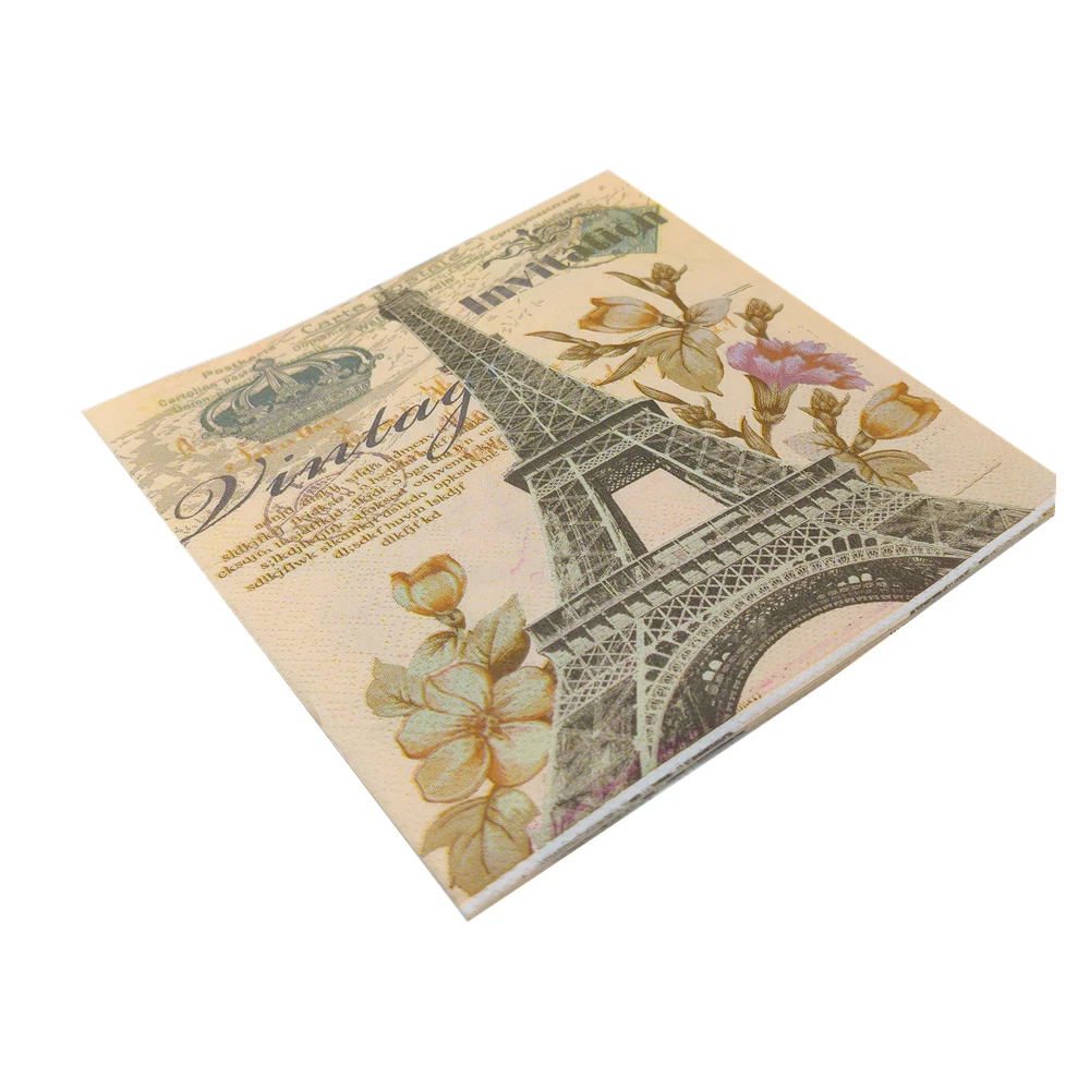 

33*33cm 20Pcs/lot Effel Tower Theme Napkins Vintage Tissues Decoupage Party Paper Handkerchief DIY Birthday Wedding Home Decor