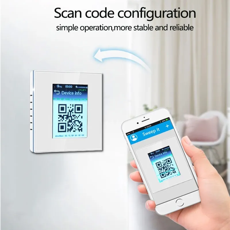 WIFI LCD Smart Wall Switch 5 Model In One Power Display App, Alexa, Googlehome Control Curtain Switch untuk Smart Home