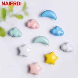 NAIERDI Ceramic Moon Star Cabinet Knobs Cartoon Children Room Furniture Knobs Kids Garden Drawer Knob Cabinet Handles Hardware