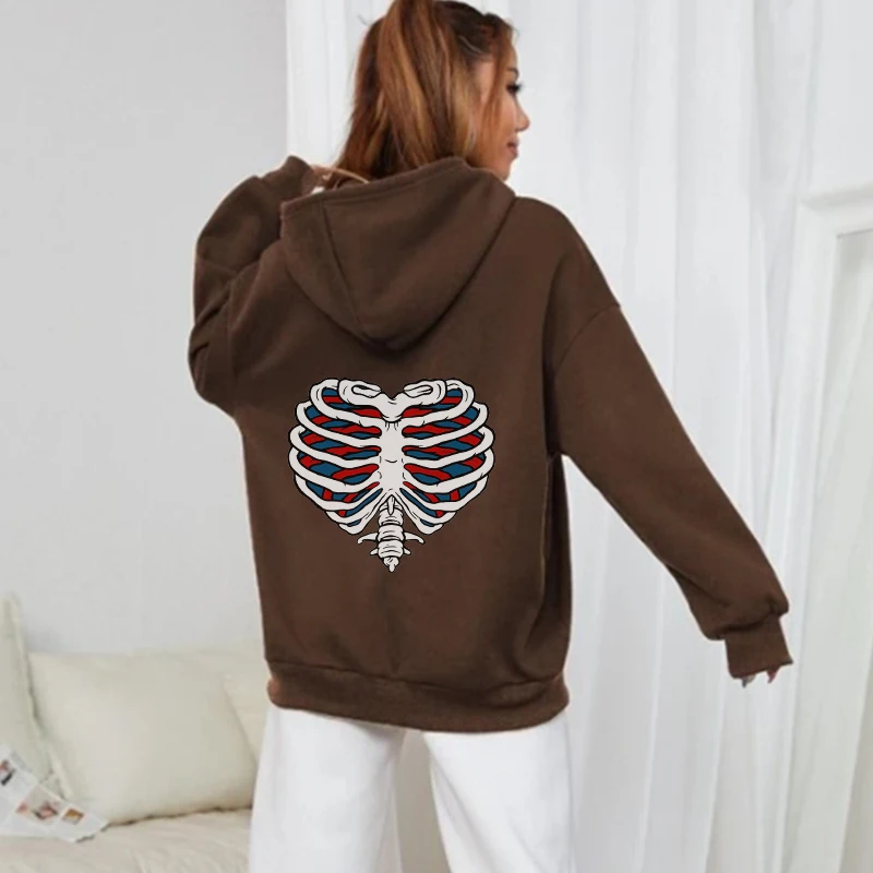 

Y2K Gothic Oversized Skeleton Hoodie Women Autumn Zip Up Long Sleeve Punk Coat Female 90S Vintage Harajuku Grunge Sweatshirt Top