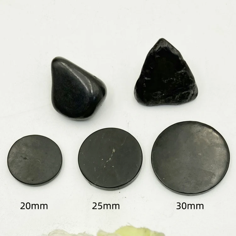 Wholesale 1pcs 100% Natural Shungite Stone Bead Round Coin 20mm 25mm 30mm,Energy healing Stone,5G radiation protection