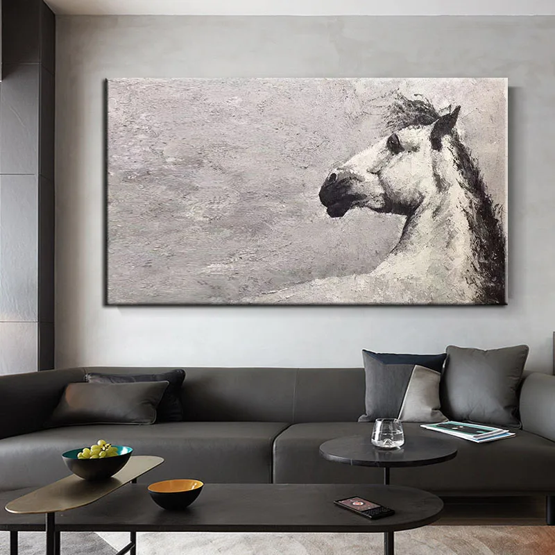 

Hand Made Oil Painting On Canvas Retro Horse Abstract Oil Painting Modern Canvas Wall Art Living Room Decor Pictures No Framed