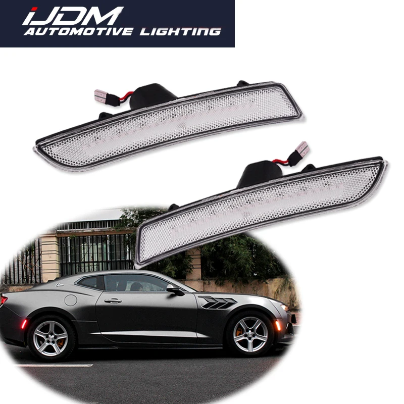 iJDM For 2016-2018 6th Gen Chevrolet Camaro High Quality Smoked/Clear Lens Red LED Rear Side Marker Lights Wheel Arch Lights T10