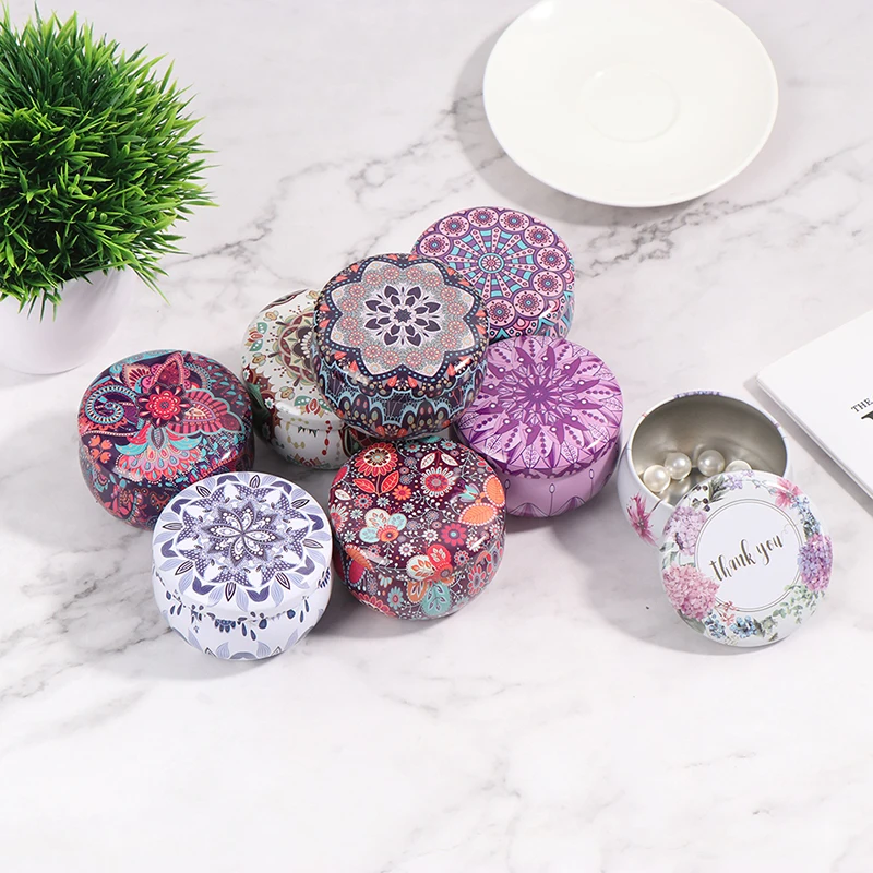 Retro Floral Tin Can Lovely Mini Gifts Jewelry Tin Box Cookie Candy Tea Storage Box Candy Gift Case DIY Tools 1PC Random Send