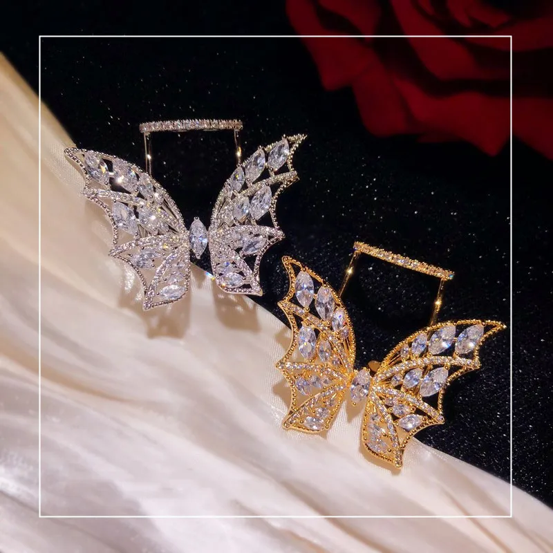 Big Butterfly Rings For Women S925 Sterling Open Size Exquisite Atmosphere Cubic Zirconia Wing Index Finger Fine Jewelry Anel
