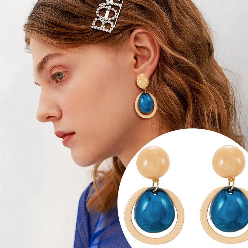 Acrylic Cute Korean Dangle Earrings for Women 2021 New Arrival Spring Drop Earring Lady Stylish Jewelry for Gift Party LX140