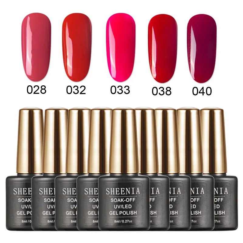 SHEENIA Red red series Nail Gel Polish Top Coat UV Nail Gel Polish Gel Varnish Hybrid Nail Art Soak Off Gel Nail Polish Manicure