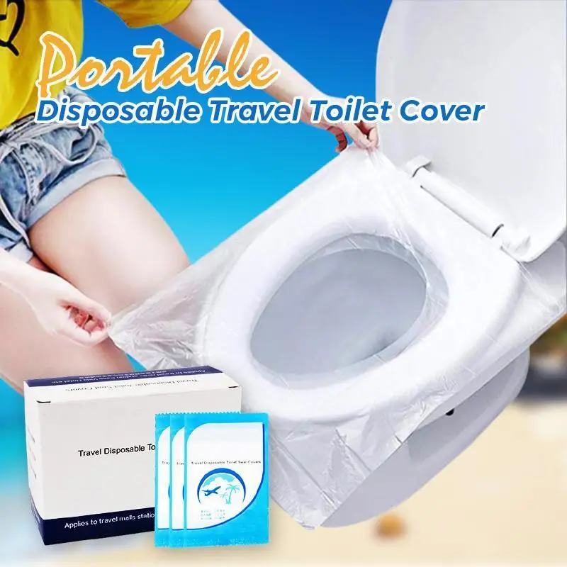 50Pcs Disposable Toilet Seat Cover Mat Portable 100% Waterproof Safety Toilet Seat Pad For Travel/Camping Bathroom Accessiories