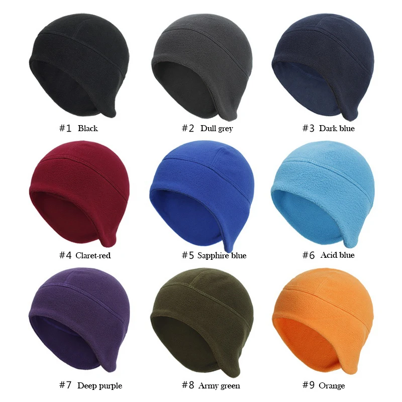 Winter Sports Cycling Beanie Running New Hats For Men Women Spring Polar Fleece Thin Warm Ski Ear Protection Solid Color Caps