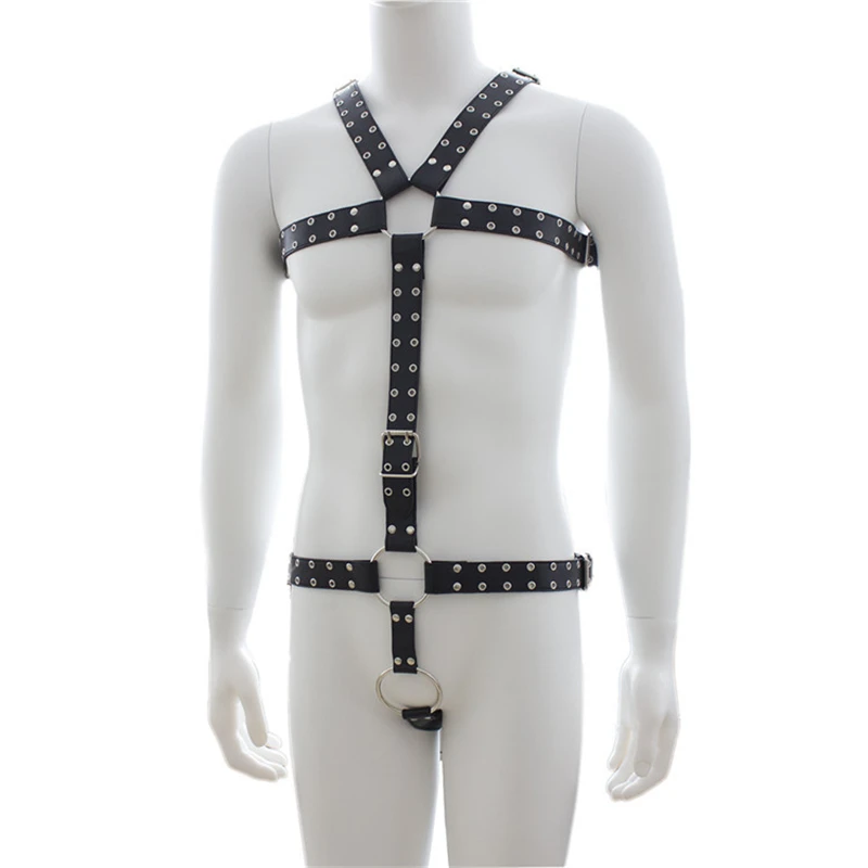 BDSM Gay Body Bondage Harness Men Fetish Leather Lingerie Sexual Chest Harness Belt Strap Punk Rave Gay Costumes for Adult Sex