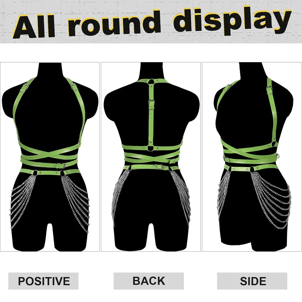 Body Harness For Women Belt Jewelry Chain Lingerie Leather Chest Goth Pole Belly Waist  Dance Rave Feminine Bikini Accessories