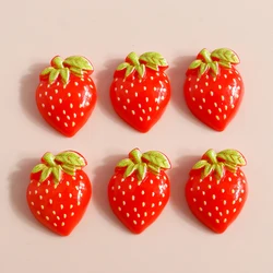 10pcs 20*15mm Cute Strawberry Resin Charms Flat back Cabochon Scrapbookings Accessories for Diy Jewelry Making Girls Hairclips
