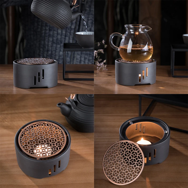 1PC Ceramic Candle Stand Tea Heater Tea Stove Milk Warmer Candle Holder with Mat Without Candle for Home Cafe Kitchen Tools