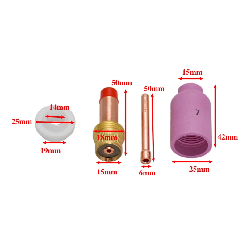 4Pcs TIG Gas Lens KIT Size 1.0mm/1.6mm/2.4mm/3.2mm FIT TIG Welding Torch PTA DB SR WP17 18 26 Series