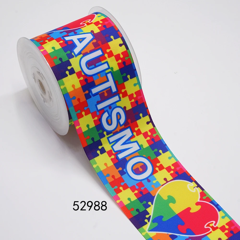 DIY World Autism Awareness Day Printed Grosgrain Ribbon For Craft Supplies Sewing Accessories 5 Yards. 52883