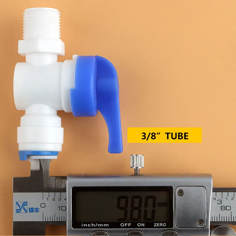 3/8 "Benang Eksternal 3/8" Tabung Inline Cepat Ball Valve Backwash 9.5Mm PE Pipa Fitting Switch Filter Air reveser Osmosis System