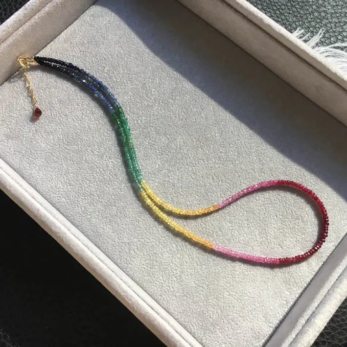 one set Ruby/Sapphire/Emerlad roundel faceted 3-4mm necklace +bracelet 40cm 16cm wholesale beads FPPJ