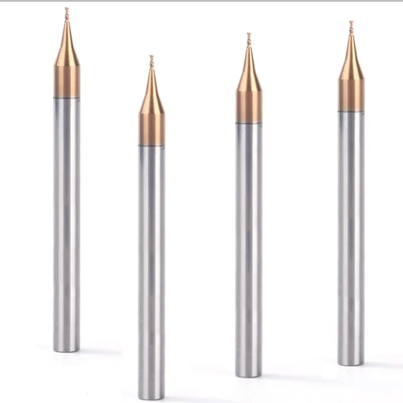 Micro 2 Flute End Mill 0.2-0.9mm 4mm Shank Milling Cutter Tungsten Carbide CNC Router Bit TiCN Coated Mini Milling Cutter