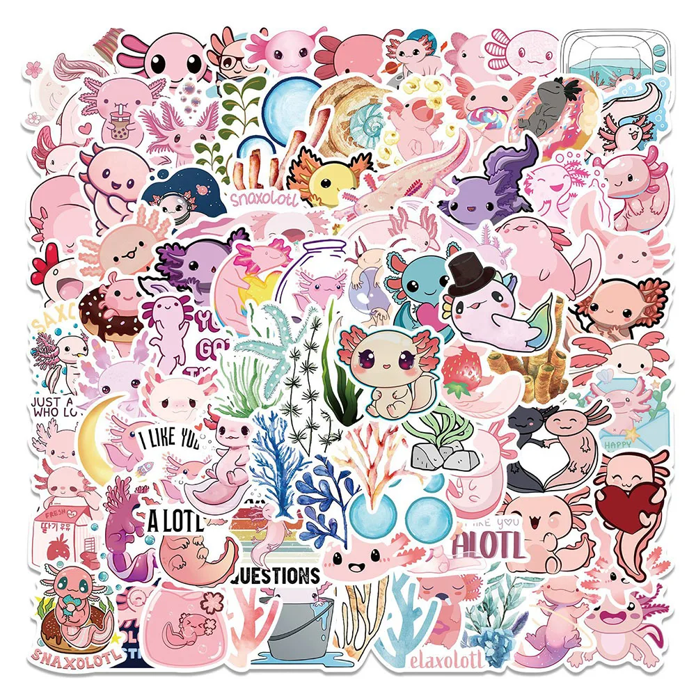 10/30/50/100pcs Cute Animal Axolotl Graffiti Stickers Cartoon Decals Kids Toy DIY Diary Suitcase Scrapbook Phone Laptop Sticker