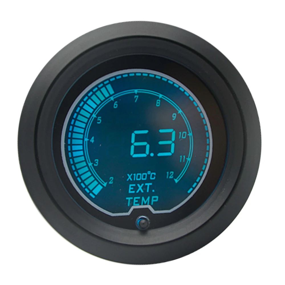 52mm Exhaust Gas Temp Gauge EGT Gauge LCD Digital 7 Color Display With Sensor