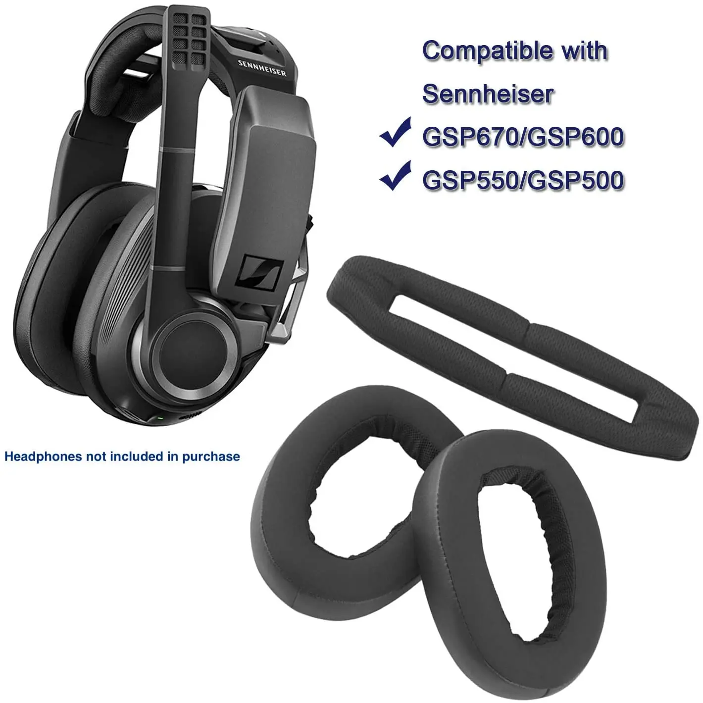 GSP 600 Comfort Hybrid Velour Replacement Ear Pads for Sennheíser GSP 600, GSP 670, GSP 500 Professional Gaming Headphones