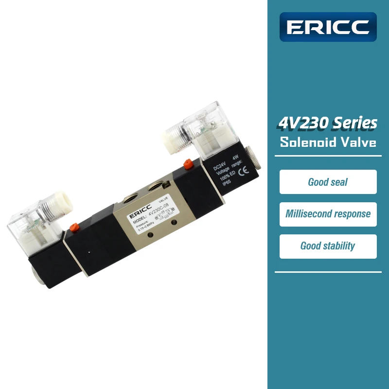 

4V230-08 Series 5 port 3 position Solenoid valve normally closed 4V230-08 AC220V DC12V DC24V AC110V with 4mm 6mm 8mm Fitting