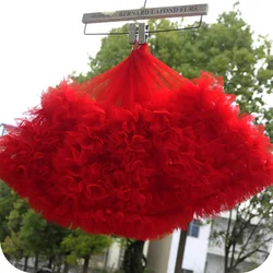 1 metro 28cm di larghezza bianco rosso rosa increspato Tulle Trim 17 colori pieghettati maglia pizzo tutu abito tessuto fai da te bambola abito tessuto