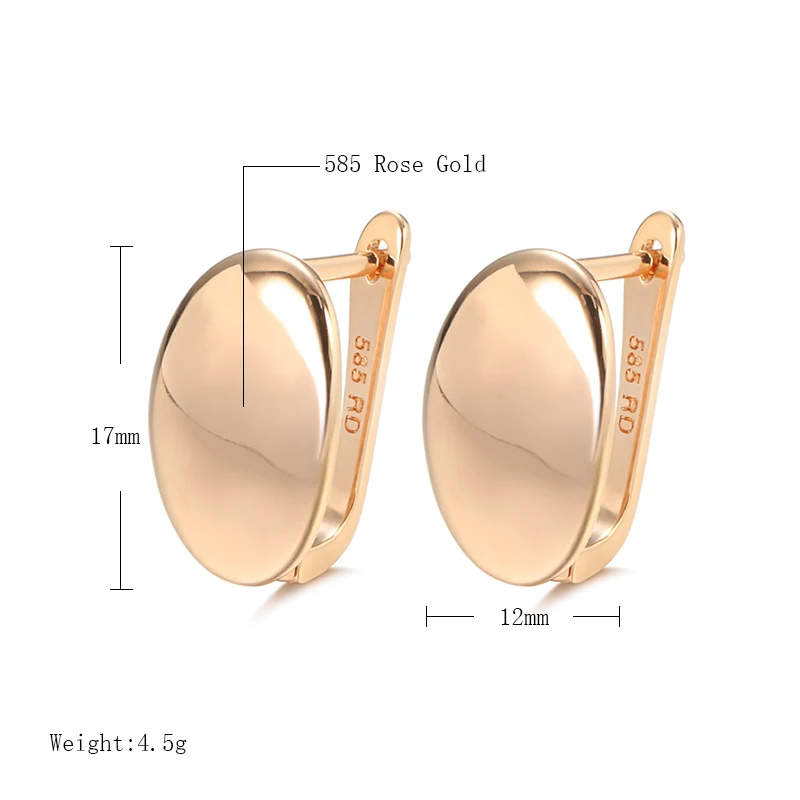 Kinel Hot Fashion Glossy Dangle Earrings 585 Rose Gold Simple Oval Earrings For Women High Quality Daily Fine Jewelry