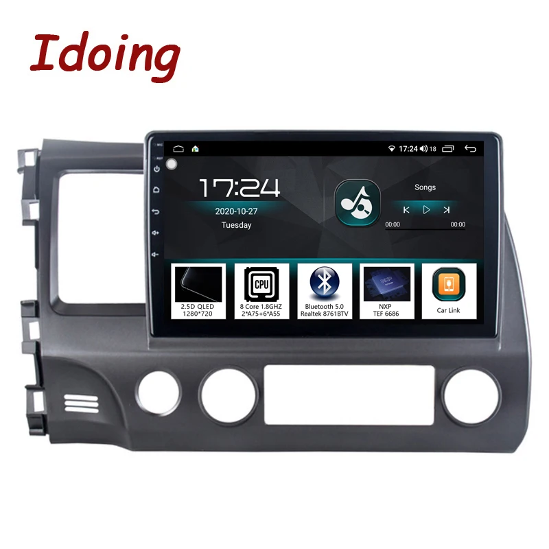 

Idoing 10.2"4G+64G Car Android Head Unit Autoradio Multimedia Video Players For Honda Civic 8 FK FN FD 2005-2012 GPS Navigation