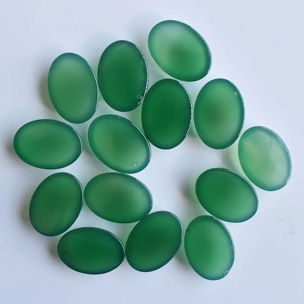 Modische, hochwertige natürliche grüne Achat-Cabochons, oval, 25x18mm, Perlen für die Schmuckherstellung, Großhandel, 20 Stück/Los, kostenloser Versand. – Detail 3