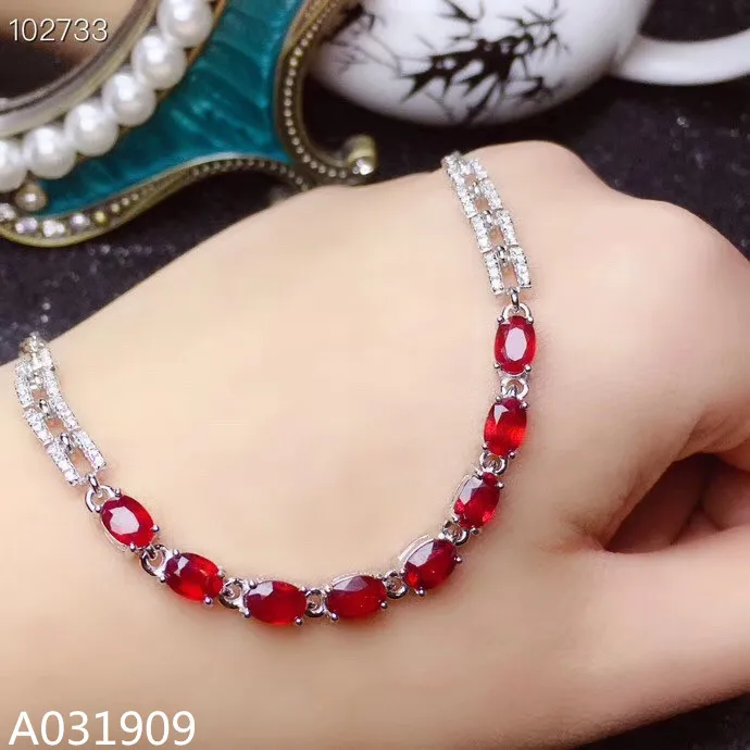 

KJJEAXCMY boutique jewelry 925 sterling silver inlaid natural ruby female bracelet support detection luxurious fashion