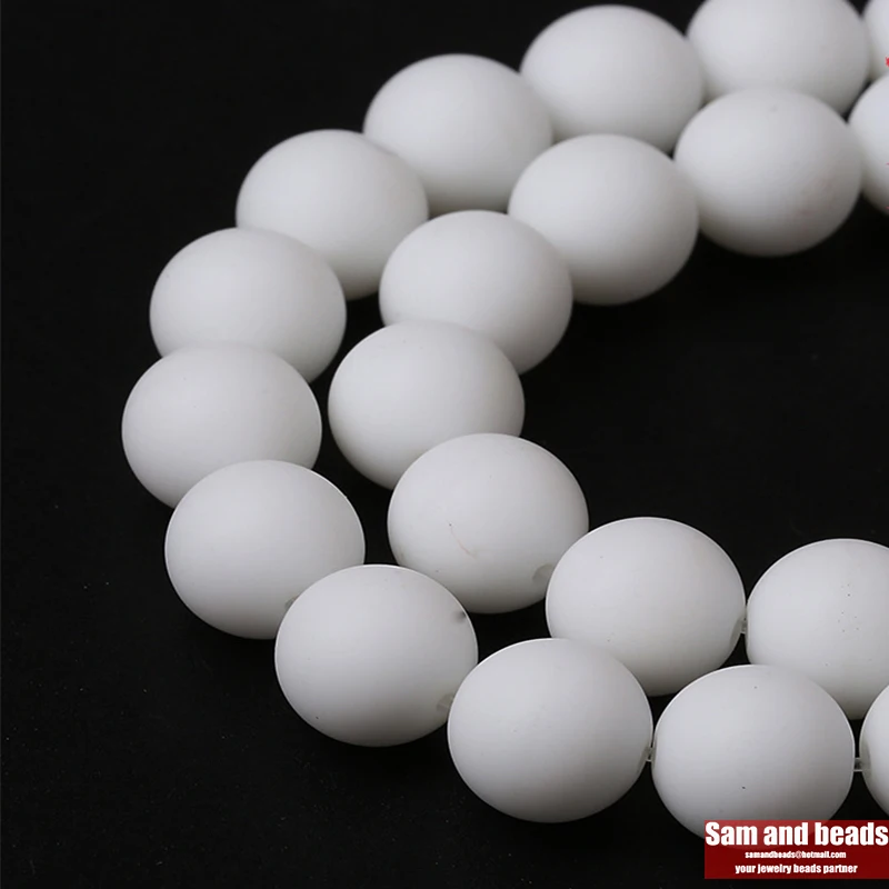 Natural Stone White Dull Polish Matte Onyx Agata Round Beads 16\