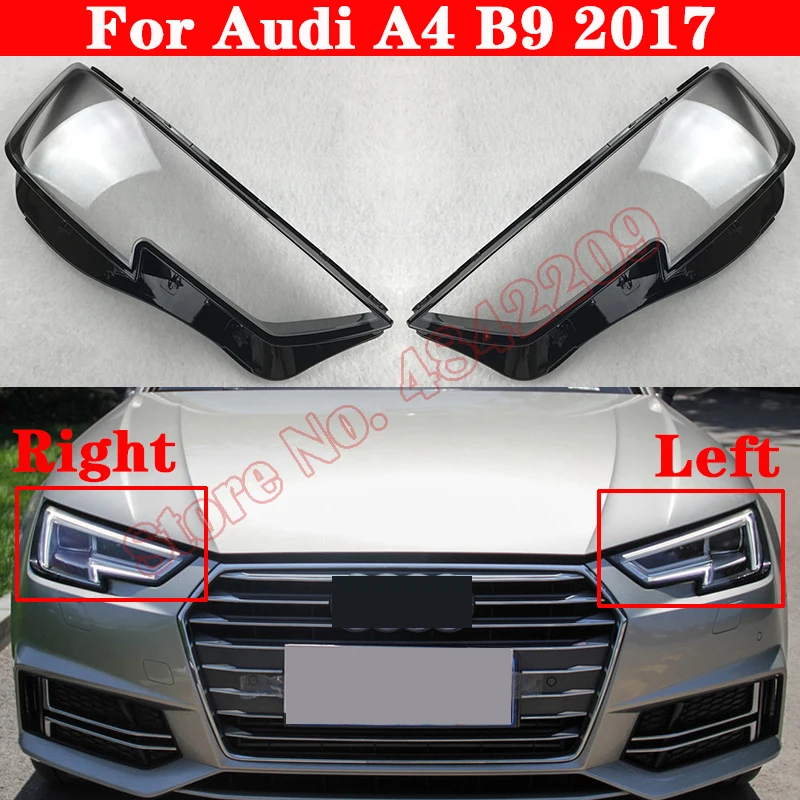 

For Audi A4 B9 2017 Car Front Headlight Cover Auto Headlamp Lampshade Lampcover Head Lamp light Covers glass Lens Shell Caps