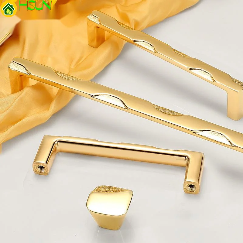 

European style wardrobe door handle bright gold solid zinc alloy drawer handle modern simple shoe door handle