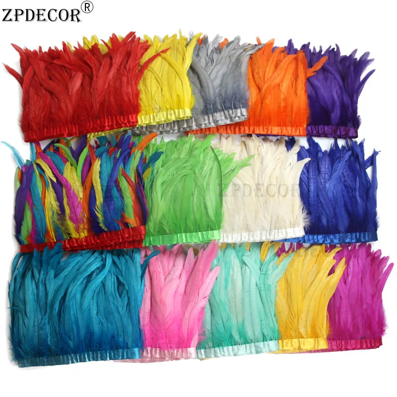 ZPDECOR Wholesale 20-25 cm Rooster Feathers Trim Use in Clothing Design