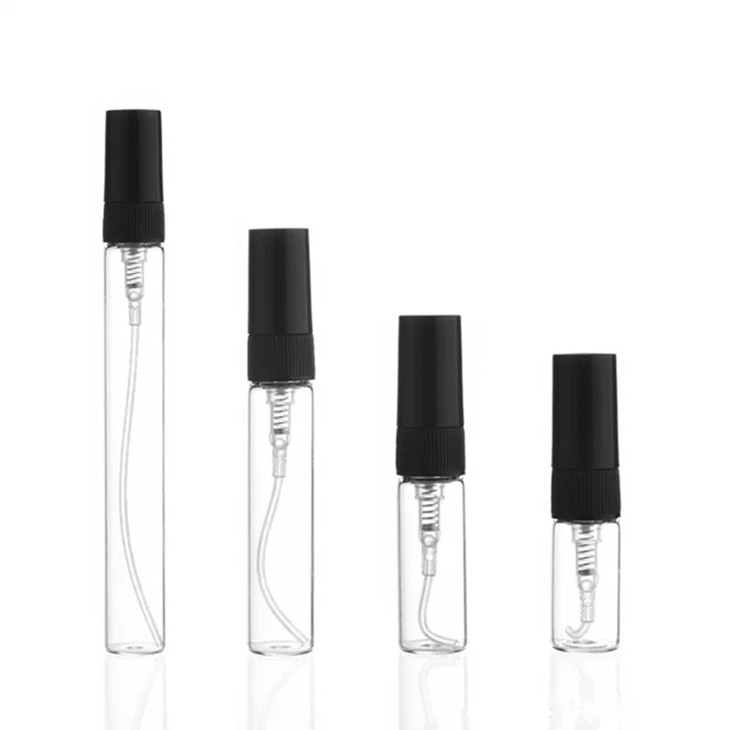 

500pcs/lot 2ml 3ml 5ml 10ml Perfume Glass Spray Bottle Refillable Empty Sample Bottles Thin Glass Test Vials