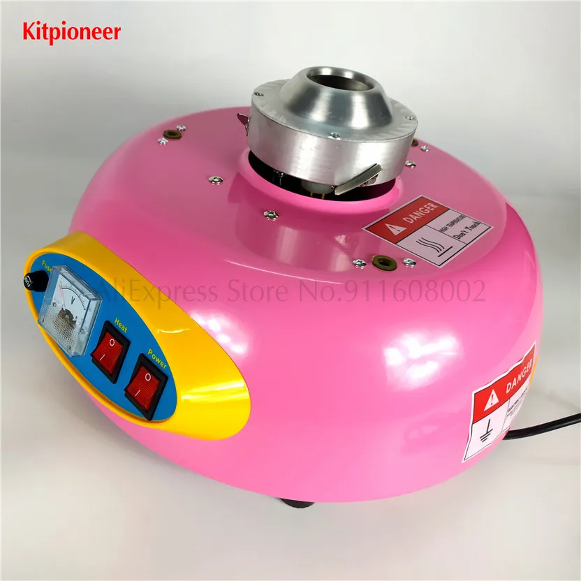 ไฟฟ้าเชิงพาณิชย์เครื่องลูกอมฝ้ายรอบ Fairy Floss Maker 220V สีชมพู